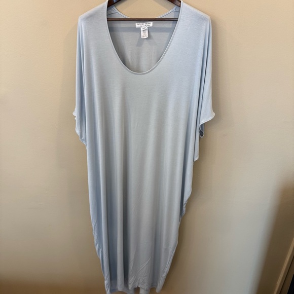 Barefoot Dreams Luxe Milk Jersey Caftan Dress OS Plus Blue Modal Blend Style 179 - Picture 1 of 8